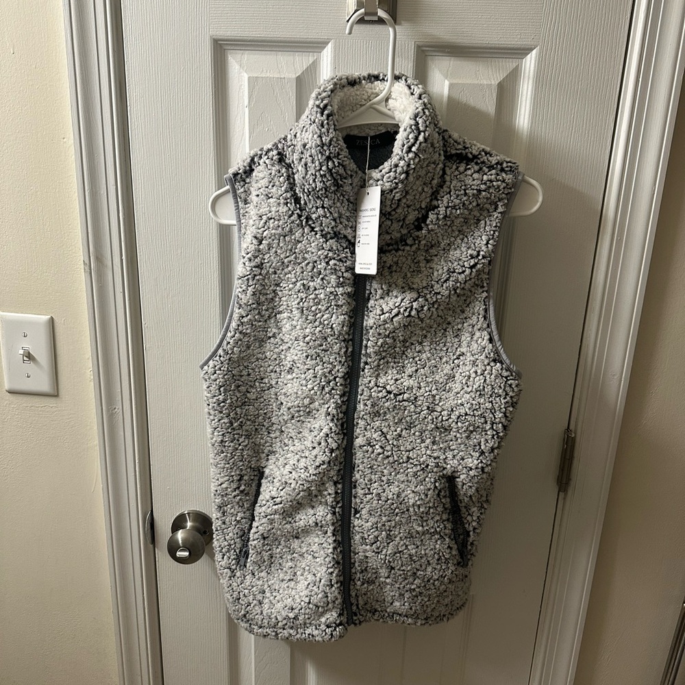 Cozy Gray Sherpa Vest